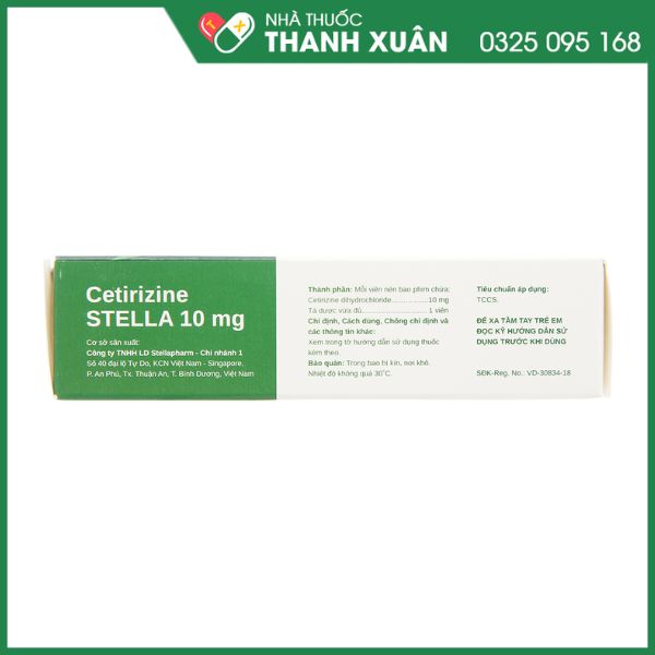 Cetirizine Stella 10mg giảm triệu chứng viêm mũi dị ứng